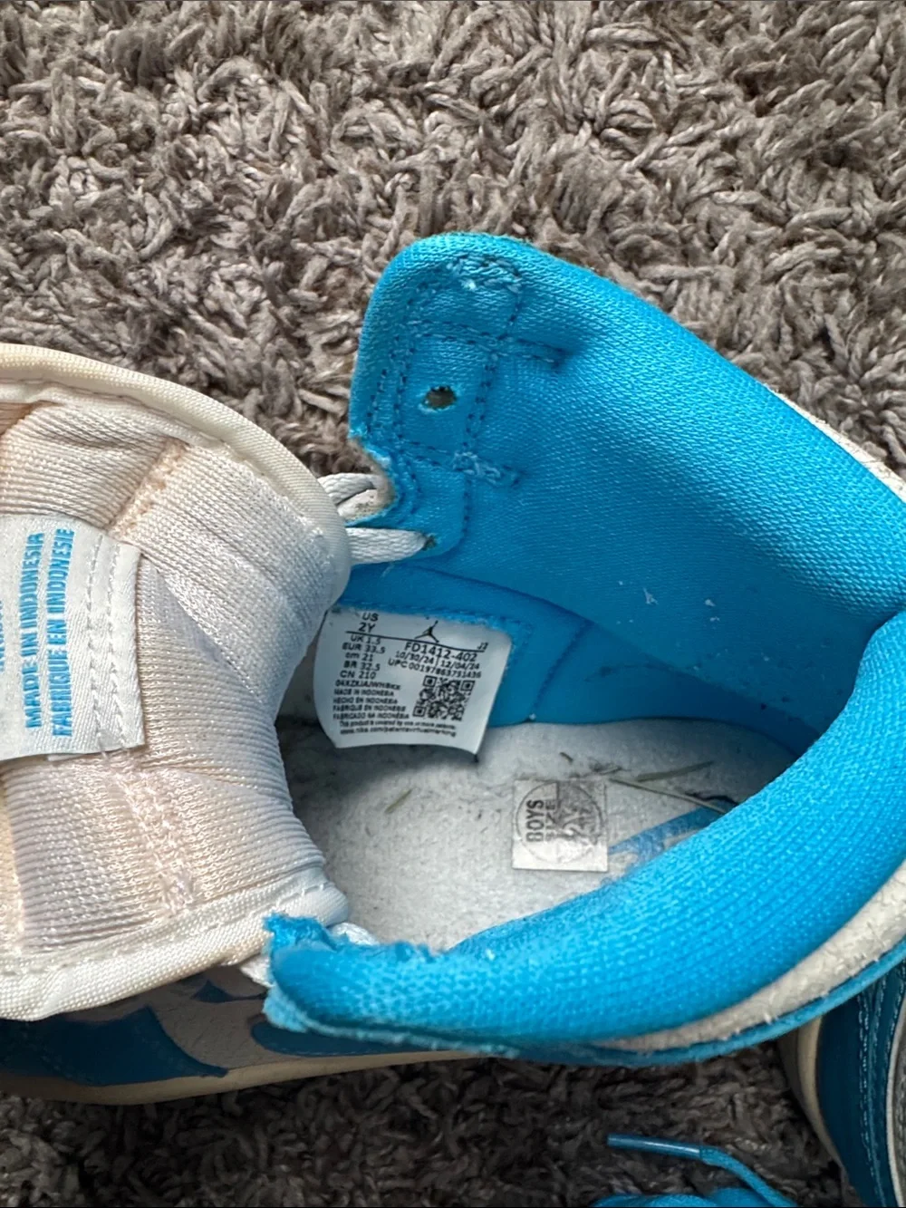 Nike Kids High-Top Sneakers in White and Bright Blue